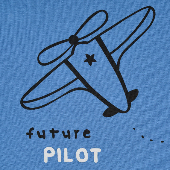 Βαμβακερή μπλούζα με τύπωμα βρεφικού αεροπλάνου, μπλε Cool club 270631 2