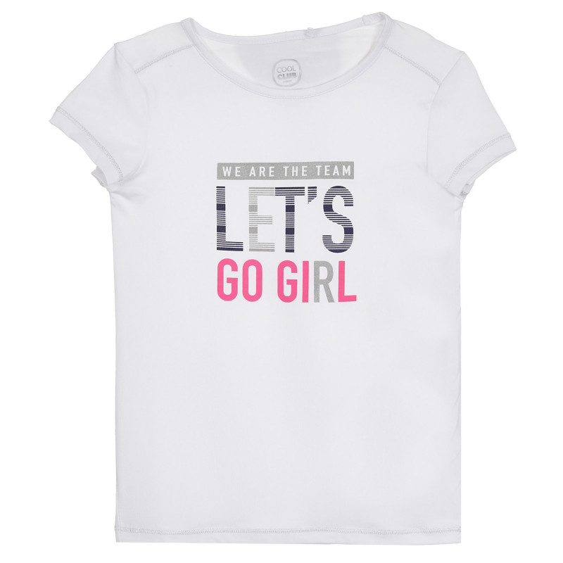 Cool Club αθλητικό μπλουζάκι με αξιοπρόσεκτα γράμματα, απαλό λευκό για κορίτσια  270703
