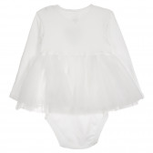 Cool Club βαμβακερό βρεφικό κορμάκι με φούστα και τύπωμα μπροκάρ, λευκό για κορίτσια Cool club 270802 4