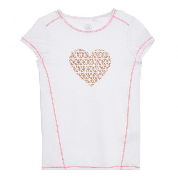 Cool Club αθλητικό μπλουζάκι με τύπωμα καρδιάς, λευκό για κορίτσια Cool club 270806 