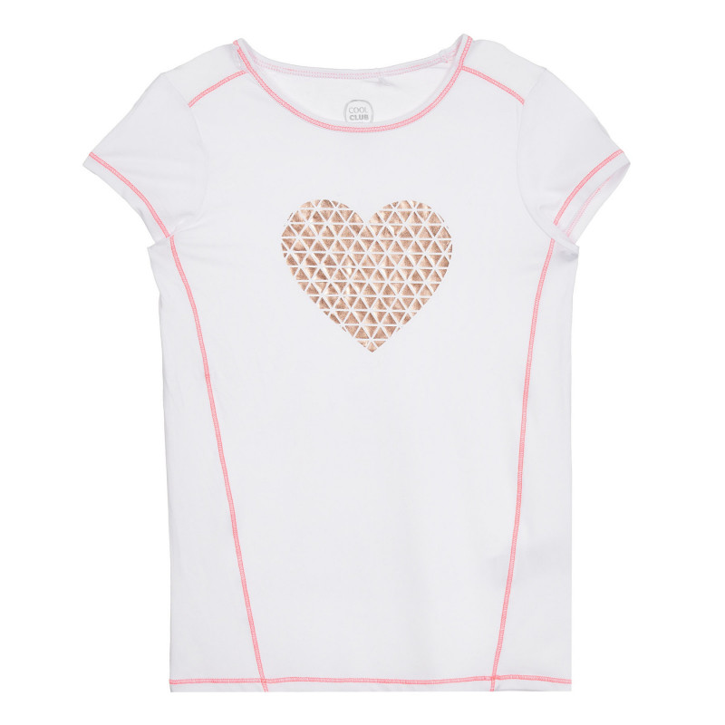 Cool Club αθλητικό μπλουζάκι με τύπωμα καρδιάς, λευκό για κορίτσια  270806