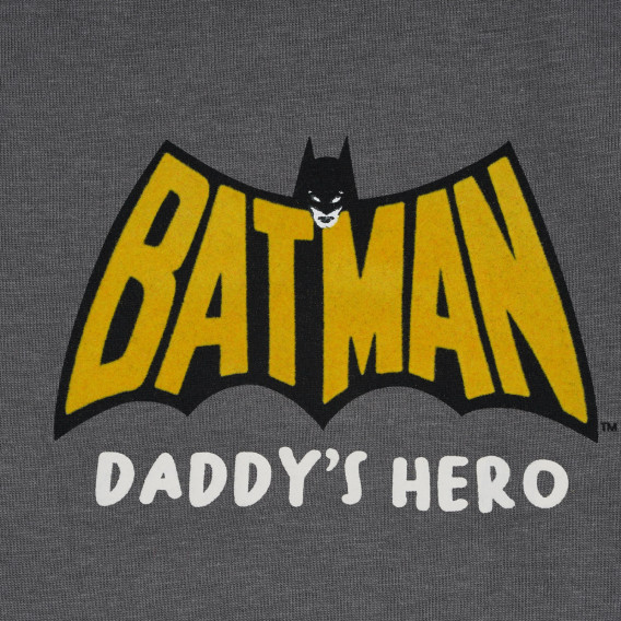 Βαμβακερή μπλούζα με μακριά μανίκια για μωρό και απλικέ Batman, σκούρο γκρι Cool club 270850 2