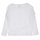 Βαμβακερή μπλούζα με πτυχώσεις, λευκή Cool club 271021 