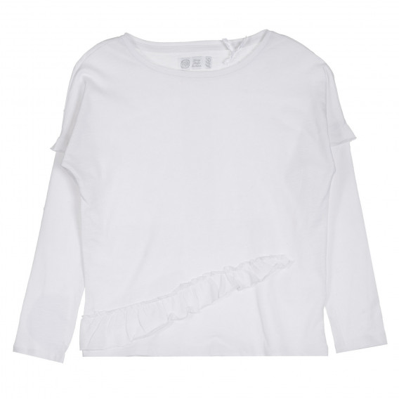 Βαμβακερή μπλούζα με πτυχώσεις, λευκή Cool club 271021 