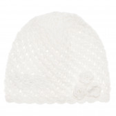 Βαμβακερό καπέλο με λουλουδάτη απλικέ, λευκό Cool club 271217 