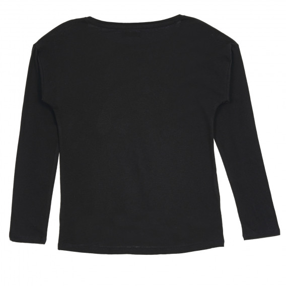 Βαμβακερή μπλούζα με τύπωμα με παγιέτες και μπροκάρ, μαύρη Cool club 271436 4