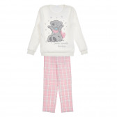 Βαμβακερό σετ πιτζάμα Cool Club με απλικέ αρκούδα, λευκό και ροζ για κορίτσια Cool club 271473 
