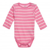 Βαμβακερό κορμάκι με μακριά μανίκια για μωρό, ροζ και λευκές ρίγες Cool club 271568 