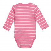 Βαμβακερό κορμάκι με μακριά μανίκια για μωρό, ροζ και λευκές ρίγες Cool club 271571 4