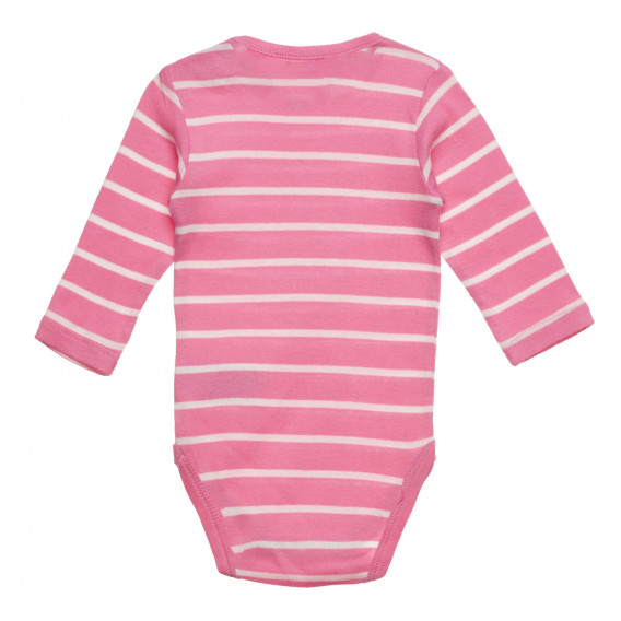 Βαμβακερό κορμάκι με μακριά μανίκια για μωρό, ροζ και λευκές ρίγες Cool club 271571 4
