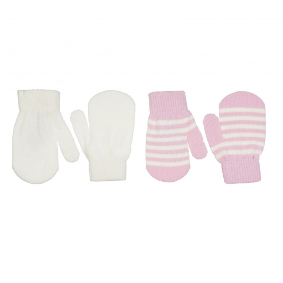 Cool Club σετ δύο ζευγάρια βρεφικά γάντια σε λευκό και ροζ χρώμα για κορίτσια Cool club 271617 
