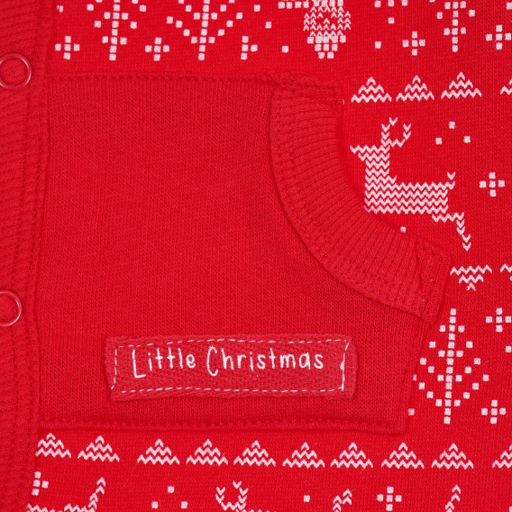 Ολόσωμη βρεφική φόρμα με χριστουγεννιάτικο τύπωμα Litlle Christmas, κόκκινη Cool club 271887 3