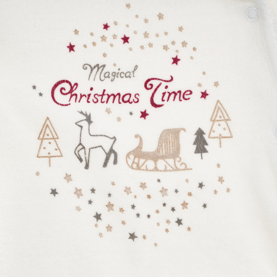 Βαμβακερό σετ φόρμες και ζώνη μαλλιών για το baby Magical Christmas, λευκό Cool club 271922 3