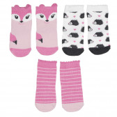 Σετ με τρία ζευγάρια βρεφικές κάλτσες σε ροζ και λευκό Cool club 272109 