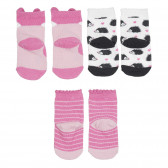 Σετ με τρία ζευγάρια βρεφικές κάλτσες σε ροζ και λευκό Cool club 272113 6
