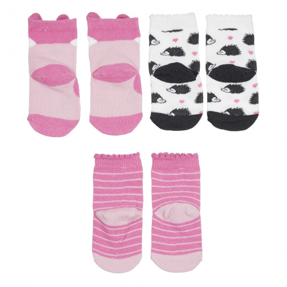 Σετ με τρία ζευγάρια βρεφικές κάλτσες σε ροζ και λευκό Cool club 272113 6