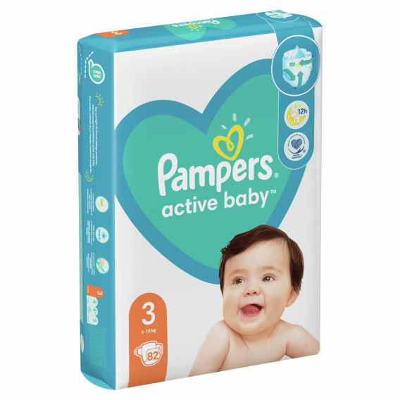 Πάνες μίας χρήσης Active Baby, μέγεθος 3, 6-10 κιλά, 82 τεμ. Pampers 272487 