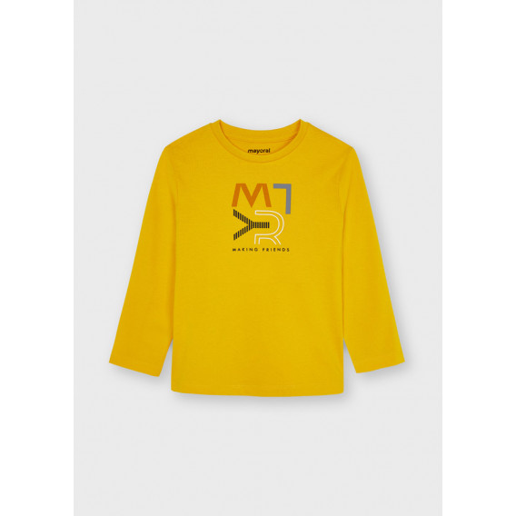 Βαμβακερή μπλούζα με το λογότυπο της μάρκας, κίτρινη Mayoral 272771 