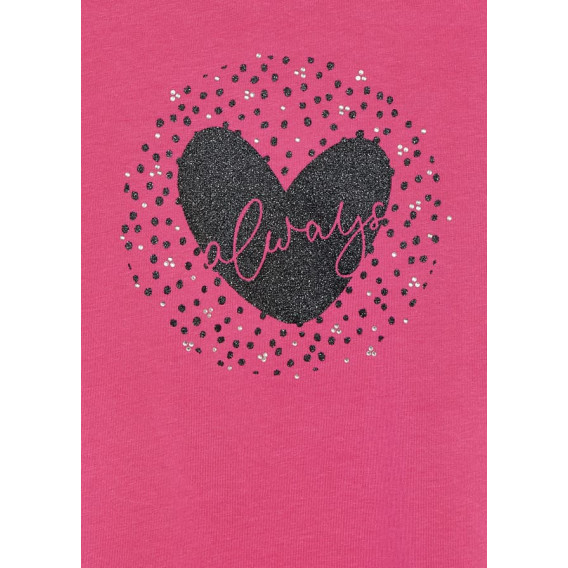 Βαμβακερή μπλούζα με μπροκάρ καρδιά, ροζ Mayoral 272792 3