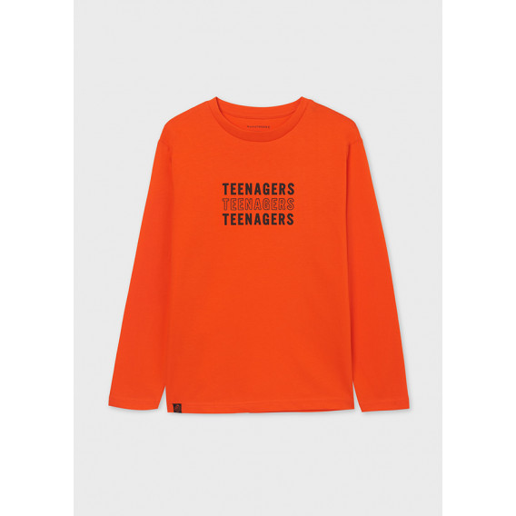 Βαμβακερή μπλούζα με επιγραφή, πορτοκαλί Mayoral 272824 