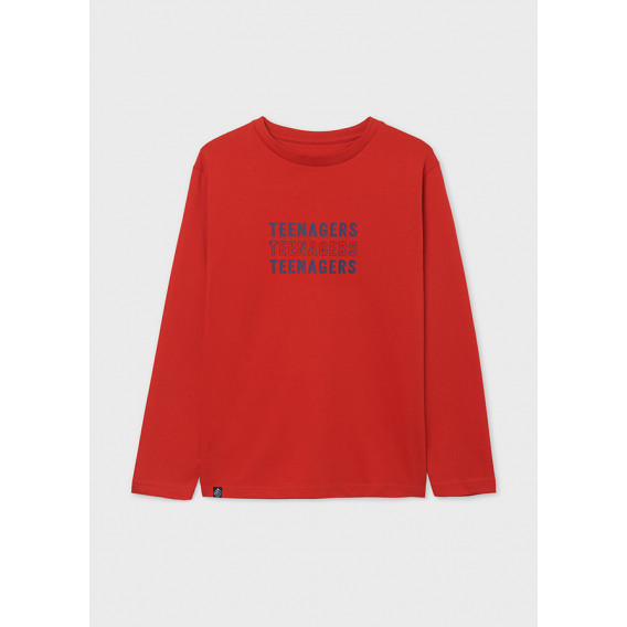 Βαμβακερή μπλούζα με επιγραφή, σε κόκκινο χρώμα Mayoral 272830 