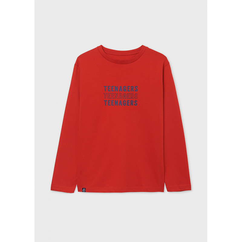 Βαμβακερή μπλούζα με επιγραφή, σε κόκκινο χρώμα  272830