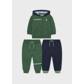 Σετ φούτερ με δύο βρεφικά παντελόνια σε πράσινο και μπλε χρώμα Mayoral 272836 