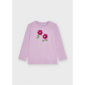 Βαμβακερή μπλούζα με απλικέ λουλούδι, μοβ Mayoral 272917 
