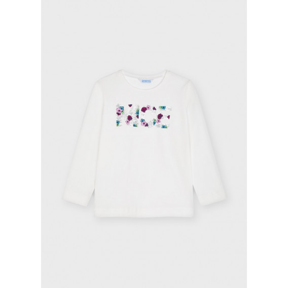 Βαμβακερή μπλούζα με παγιέτα, λευκή Mayoral 272923 4