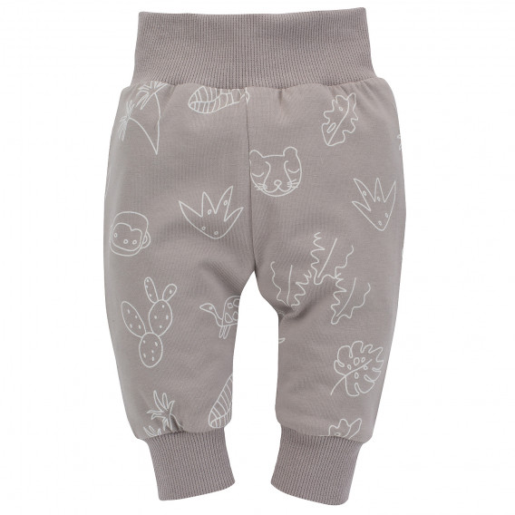 Βαμβακερό παντελόνι με γραφική εκτύπωση για μωρό, καφέ Pinokio 272947 5