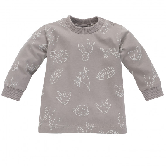 Βαμβακερή μπλούζα με μακριά μανίκια για μωρό, καφέ Pinokio 272976 