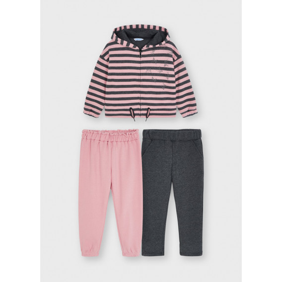 Σετ φούτερ και παντελόνι σε ροζ και γκρι χρώμα Mayoral 273022 