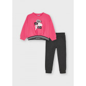 Σετ φούτερ και παντελόνι σε ροζ και σκούρο γκρι χρώμα Mayoral 273048 