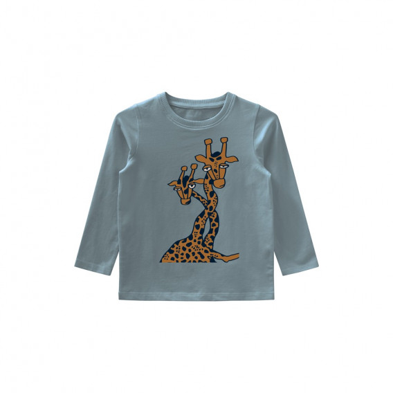 Οργανική βαμβακερή μπλούζα με εκτύπωση καμηλοπάρδαλης, μπλε Name it 273530 