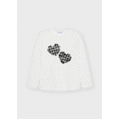 Βαμβακερή μπλούζα με φιγούρα και καρδιές από πούλιες, λευκή Mayoral 273873 