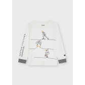 Βαμβακερή μπλούζα με εκτύπωση skateboarder, λευκή Mayoral 273884 