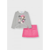 Σετ μπλούζα με φούστα σε λευκό και ροζ χρώμα Mayoral 273955 