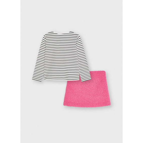 Σετ μπλούζα με φούστα σε λευκό και ροζ χρώμα Mayoral 273956 2