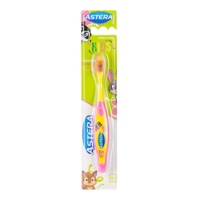 Εξαιρετικά απαλή παιδική οδοντόβουρτσα, ροζ και κίτρινη  274732