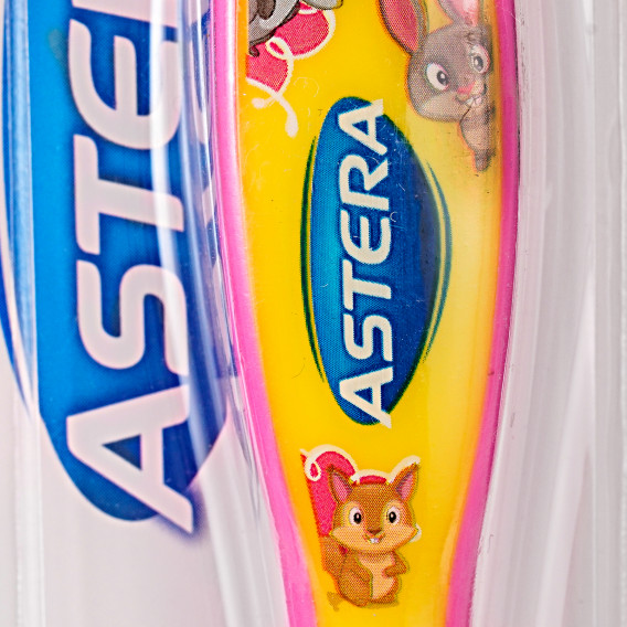 Εξαιρετικά απαλή παιδική οδοντόβουρτσα, ροζ και κίτρινη Astera 274733 2