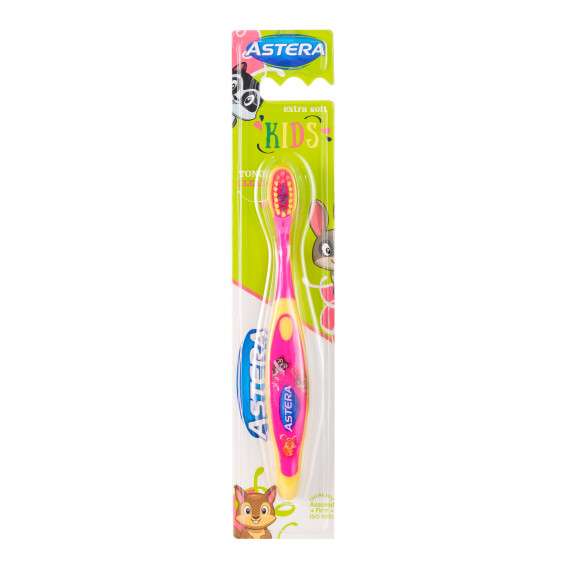 Εξαιρετικά απαλή παιδική οδοντόβουρτσα, κίτρινη και ροζ Astera 274734 