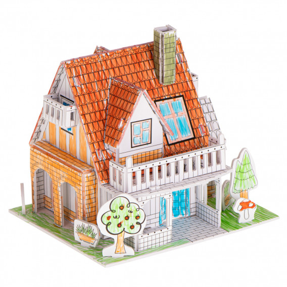 3D παζλ χρωματισμού - Σπίτι, 29 τεμάχια Ikonka 275583 2