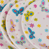 Πιάτα από χαρτόνι 8 τεμ. "Classic & Fashion" -Πεταλούδες με λουλούδια, 22,7 εκ. UNICART 275690 2
