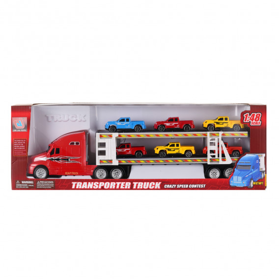 39 εκ. Κόκκινο autotransporter με 6 καρτ Dino Toys 275811 2