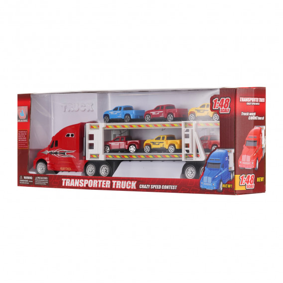 39 εκ. Κόκκινο autotransporter με 6 καρτ Dino Toys 275812 4