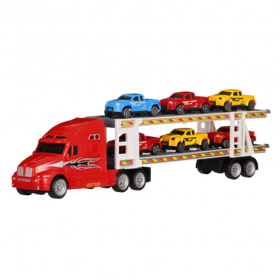 39 εκ. Κόκκινο autotransporter με 6 καρτ Dino Toys 275813 