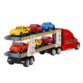 39 εκ. Κόκκινο autotransporter με 6 καρτ Dino Toys 275814 3