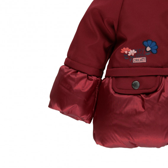 Χειμερινό μπουφάν με floral απλικέ, κόκκινο Boboli 276765 3