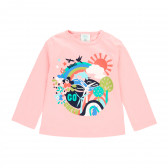 Βαμβακερή μπλούζα με έγχρωμη εκτύπωση, ροζ Boboli 276791 