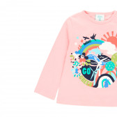 Βαμβακερή μπλούζα με έγχρωμη εκτύπωση, ροζ Boboli 276793 3